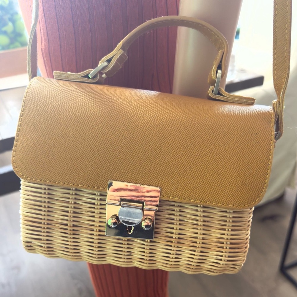 Zara Woven Top-Handle Crossbody Bag